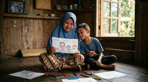 Lukisan dari Surga: Kisah Ibu Muda dan Anak Autis yang Tak Bisa Bicara tapi Luar Biasa