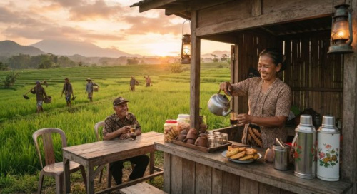 Warung Kopi Ibu di Pinggir Sawah