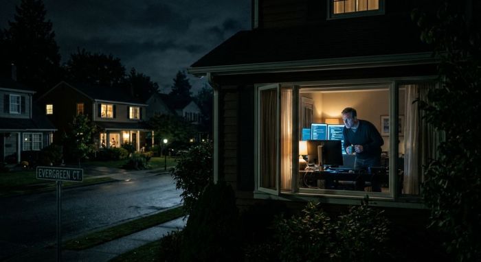 The Night Manager at 14 Evergreen Court Watched Everyone's Security Cameras — Including One That Captured Him